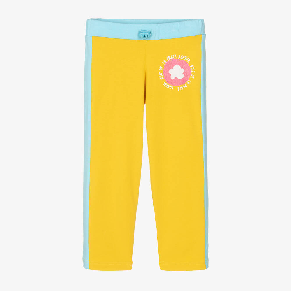 Agatha Ruiz de la Prada - Girls Yellow Cotton Logo Trousers | Childrensalon