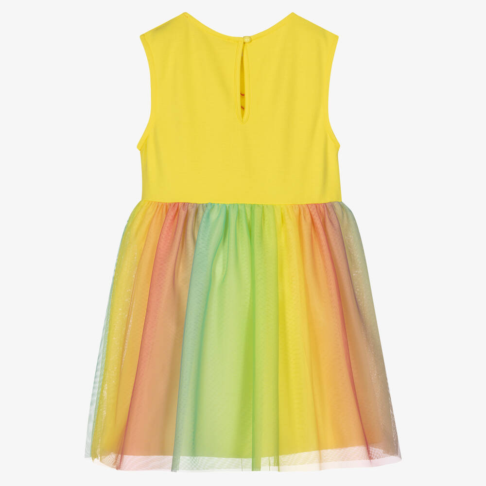 Agatha Ruiz de la Prada Girls Yellow Cotton Rainbow Dress