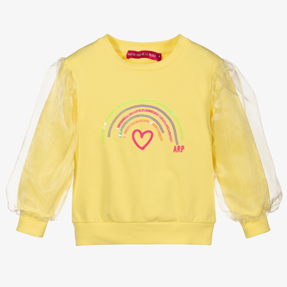 Agatha Ruiz de la Prada-Желтый хлопковый свитшот для девочек | Childrensalon Outlet