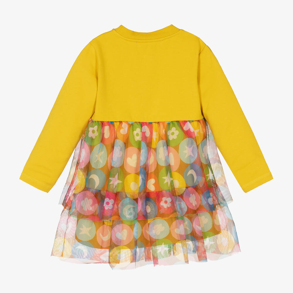 Agatha Ruiz de la Prada-Girls Yellow Cotton & Tulle Shapes Dress | Childrensalon Outlet