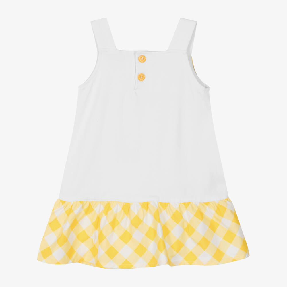 Agatha Ruiz de la Prada-Girls Yellow Heart Print Cotton Dress | Childrensalon Outlet