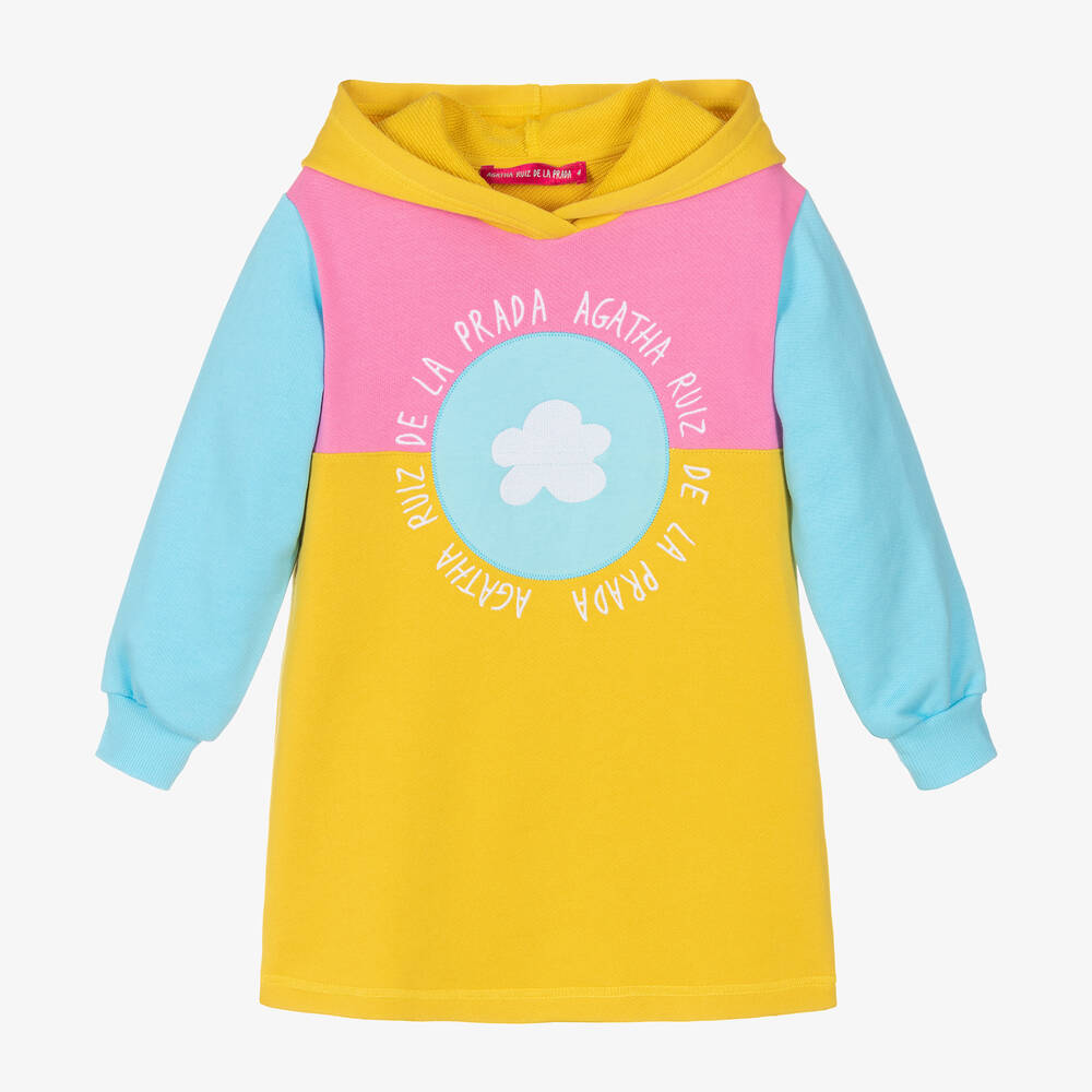 Agatha Ruiz de la Prada - Girls Yellow Hooded Sweatshirt Dress | Childrensalon