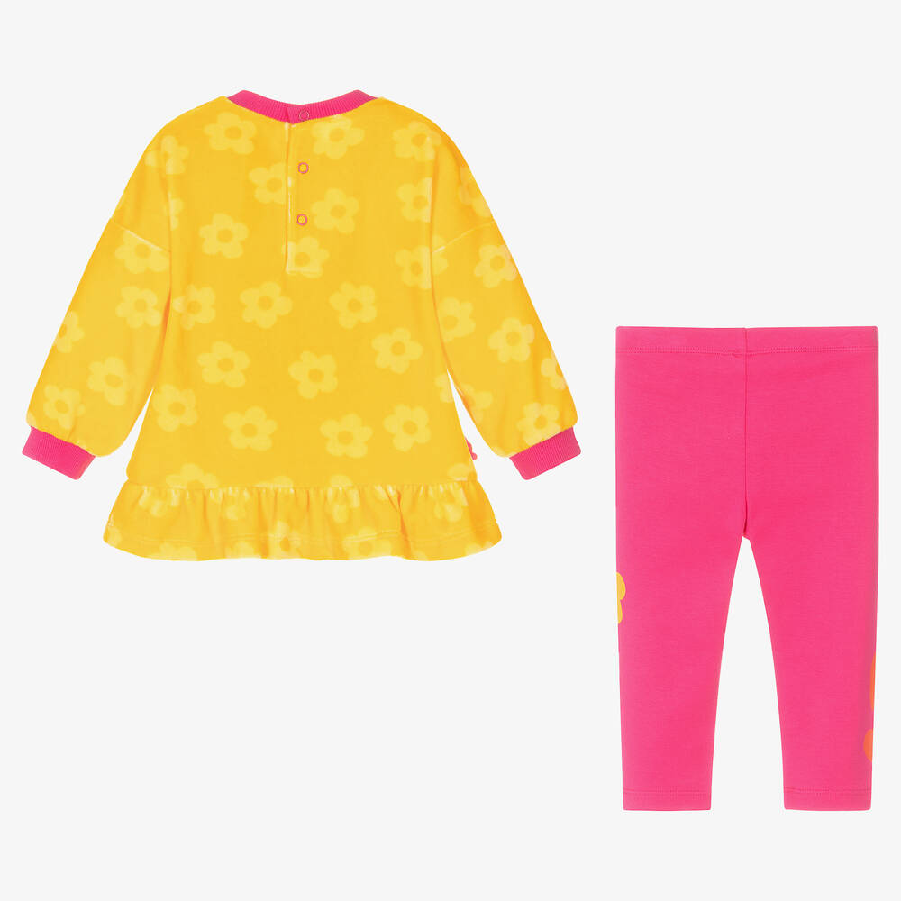 Agatha Ruiz de la Prada-Girls Yellow & Pink Flower Leggings Set | Childrensalon Outlet