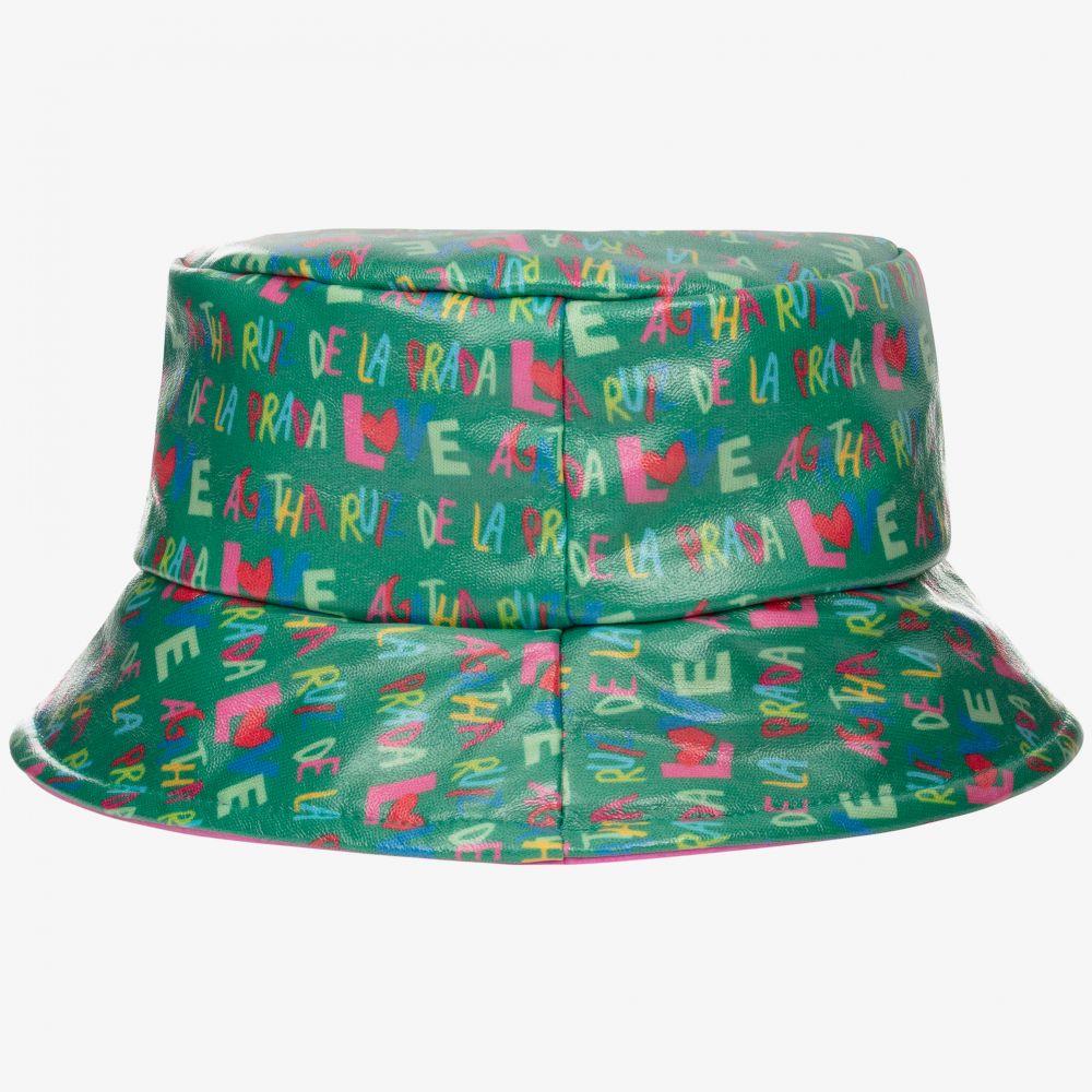 Agatha Ruiz de la Prada-Green Faux Leather Bucket Hat | Childrensalon Outlet