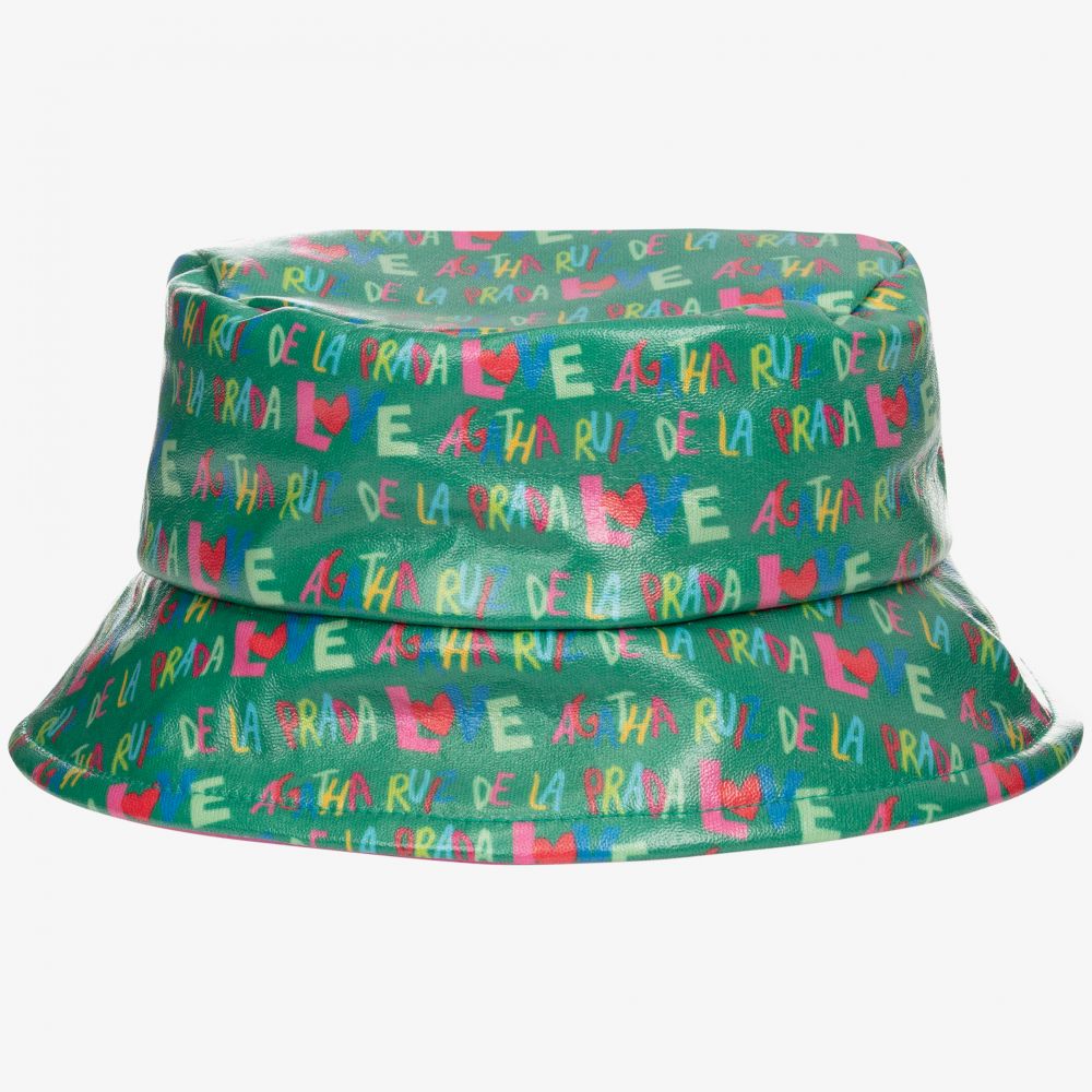 Agatha Ruiz de la Prada - Green Faux Leather Bucket Hat | Childrensalon