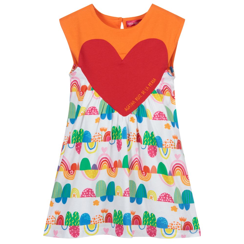 Agatha Ruiz de la Prada - Oranges Kleid mit Herz und Kakteen | Childrensalon