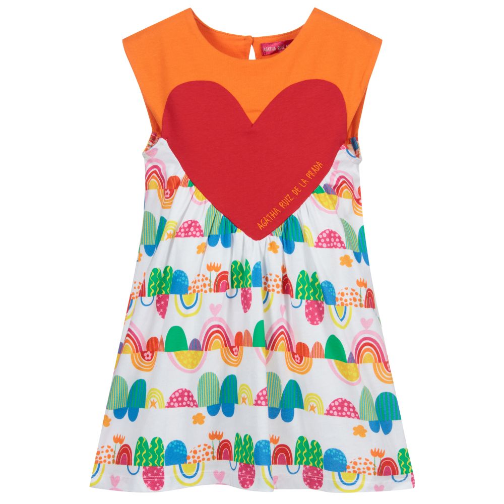 Agatha Ruiz de la Prada - Robe orange Cœur et cactus | Childrensalon