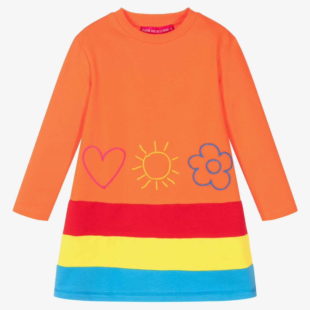 Agatha Ruiz de la Prada - Orange Cotton Jersey Dress | Childrensalon