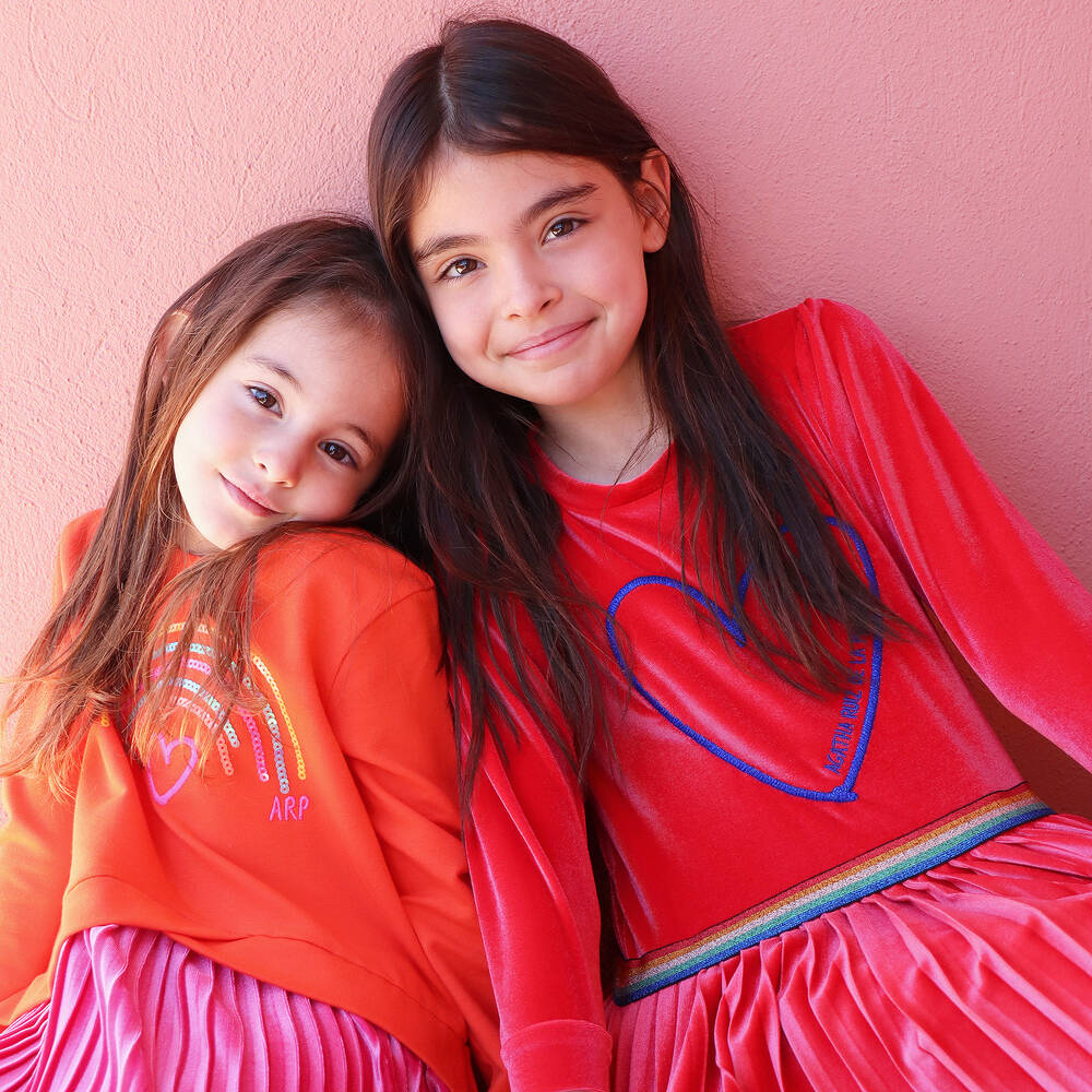 Agatha Ruiz de la Prada-Оранжевое хлопковое платье с радугой | Childrensalon Outlet