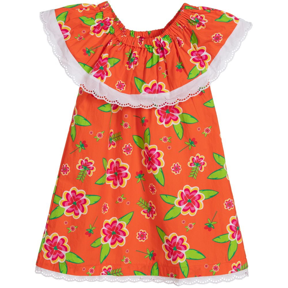 Agatha Ruiz de la Prada - Orange Floral Cotton Dress | Childrensalon