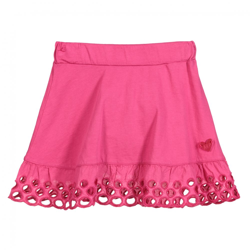 Agatha Ruiz de la Prada - Pink Cotton Cut Work Skirt | Childrensalon