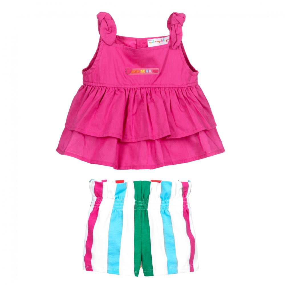 Agatha Ruiz de la Prada-Pink Cotton Shorts Set | Childrensalon Outlet