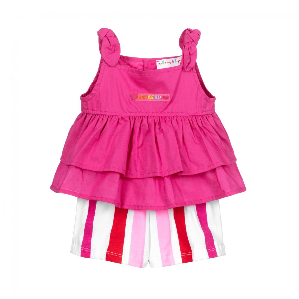 Agatha Ruiz de la Prada - Pink Cotton Shorts Set | Childrensalon