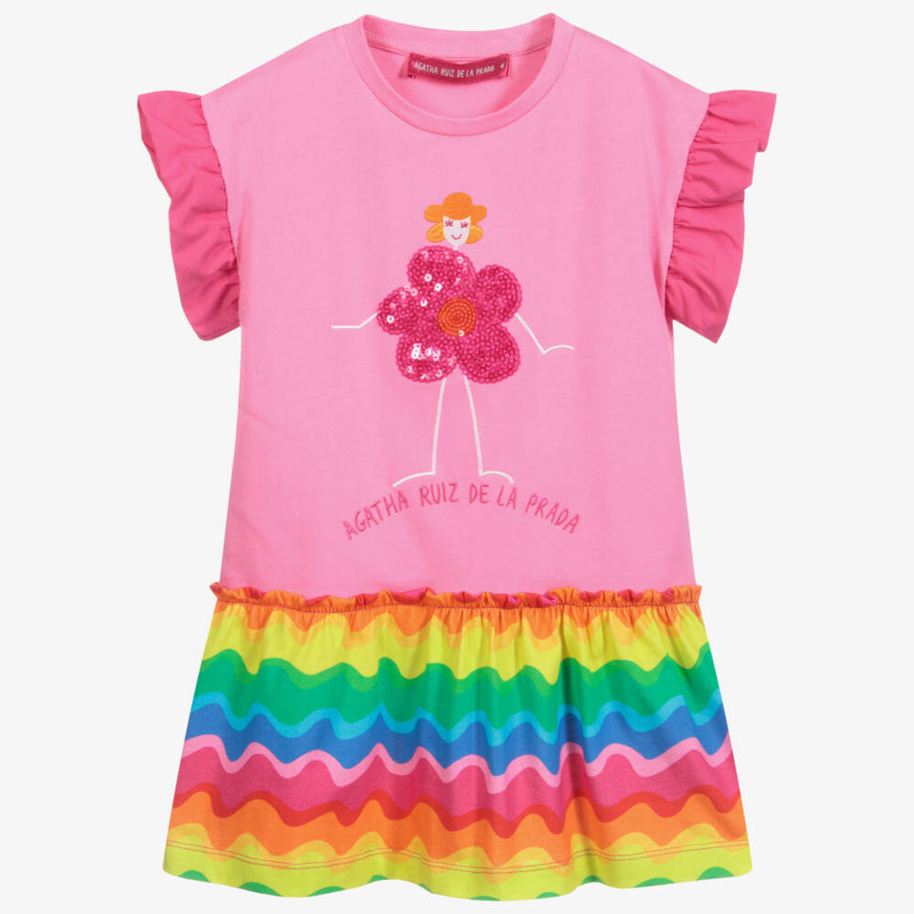 Agatha Ruiz de la Prada-Pink Sequin Flower Dress | Childrensalon Outlet