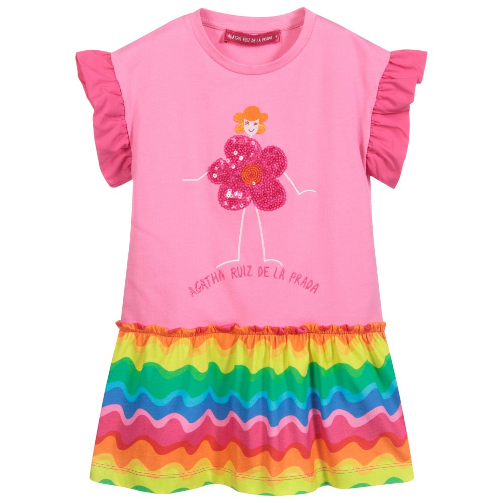 Agatha Ruiz de la Prada - Розовое платье с цветами и пайетками | Childrensalon