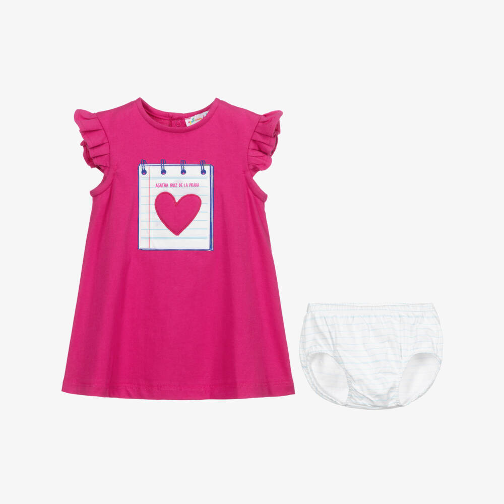 Agatha Ruiz de la Prada-Pink & White Cotton Dress Set | Childrensalon Outlet
