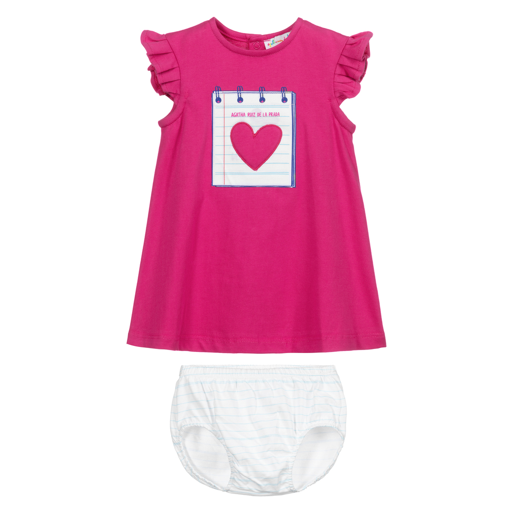 Agatha Ruiz de la Prada-Pink & White Cotton Dress Set | Childrensalon Outlet