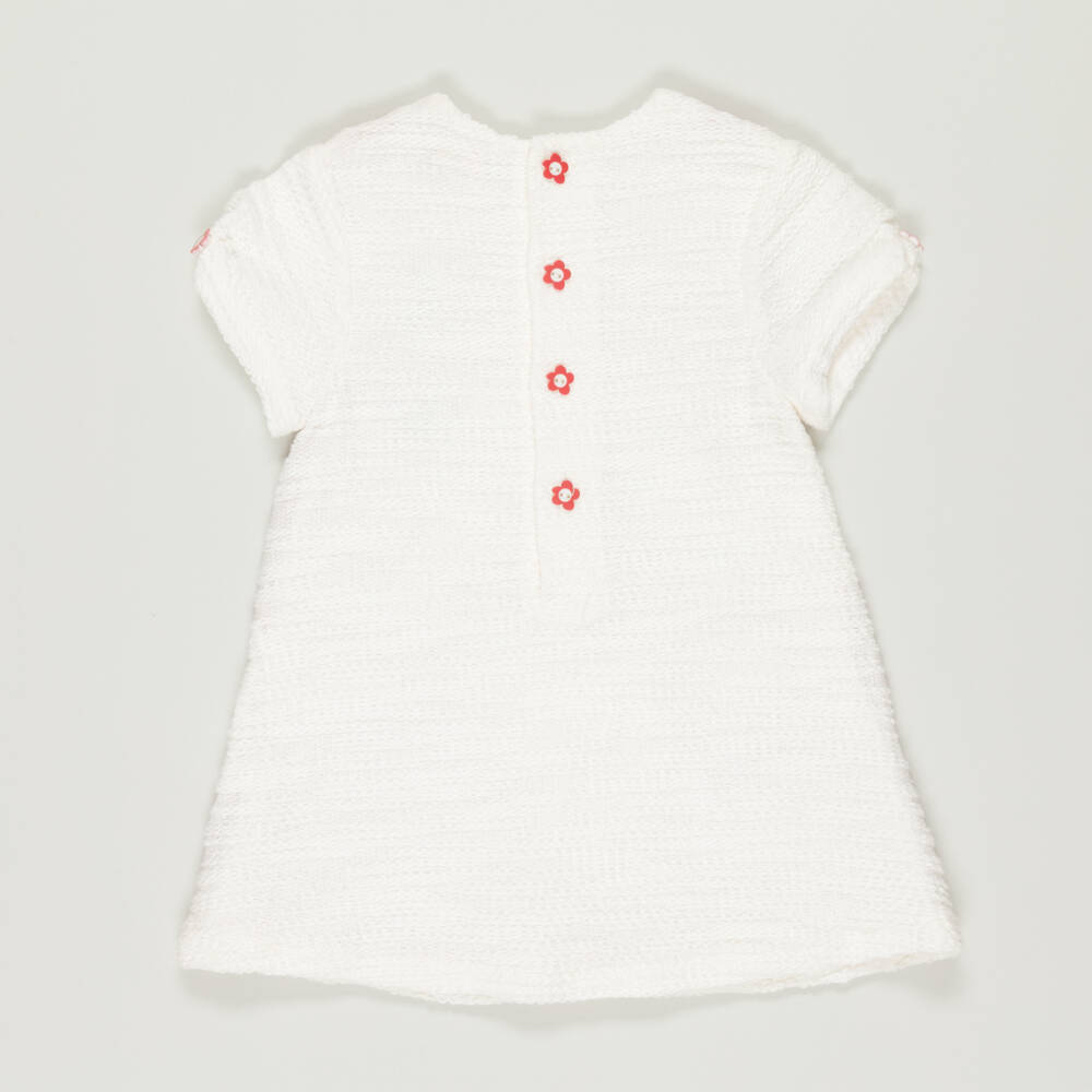 Agatha Ruiz de la Prada-Preloved White Dress with Red Flowers & Tights Set (24 months) | Childrensalon Outlet