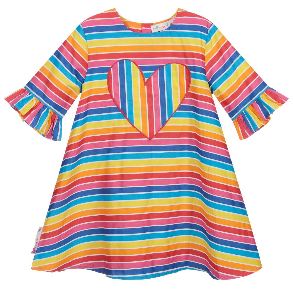 Agatha Ruiz de la Prada - Rainbow Stripe Cotton Dress | Childrensalon