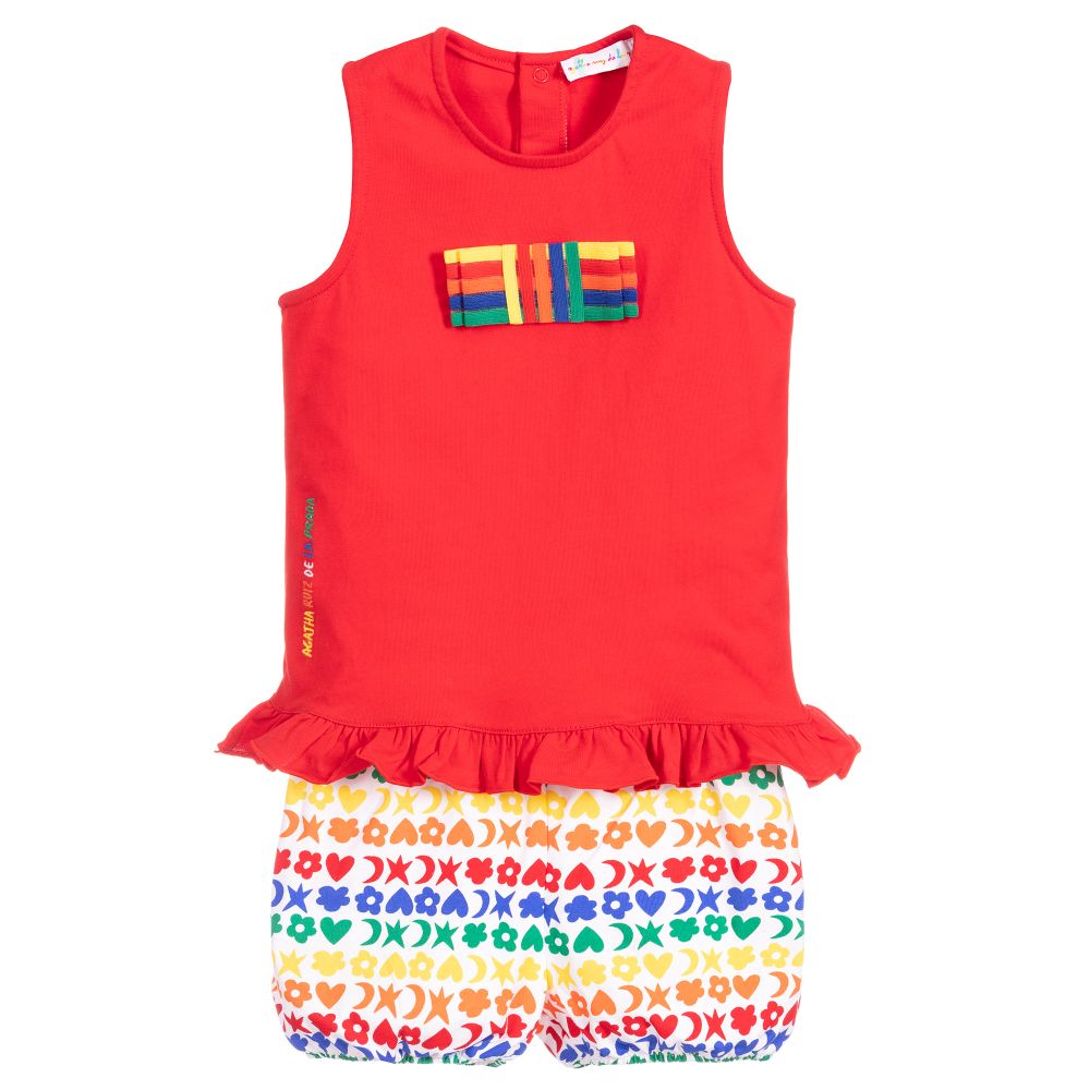 Agatha Ruiz de la Prada-Red Cotton Shorts Set | Childrensalon Outlet