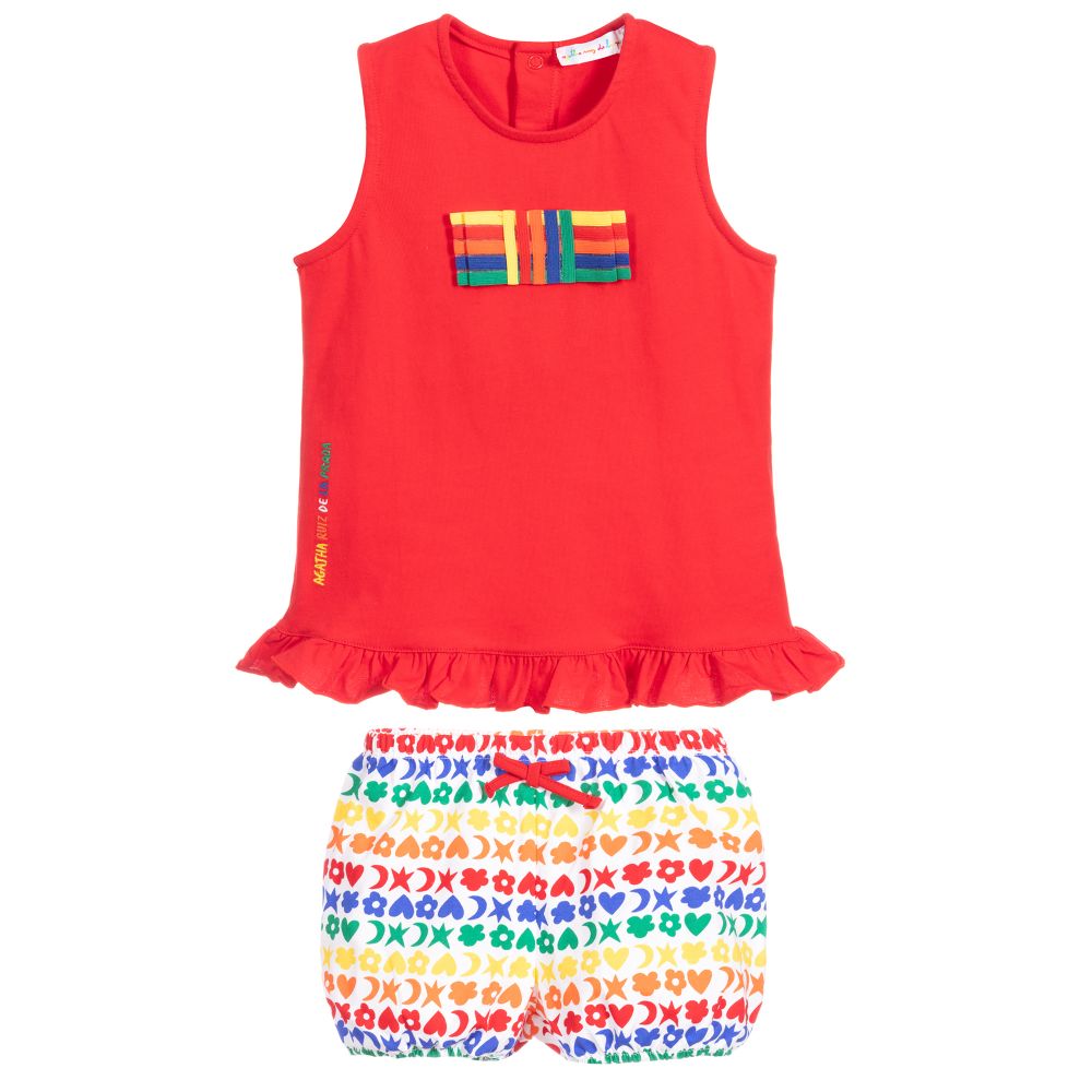 Agatha Ruiz de la Prada-Red Cotton Shorts Set | Childrensalon Outlet