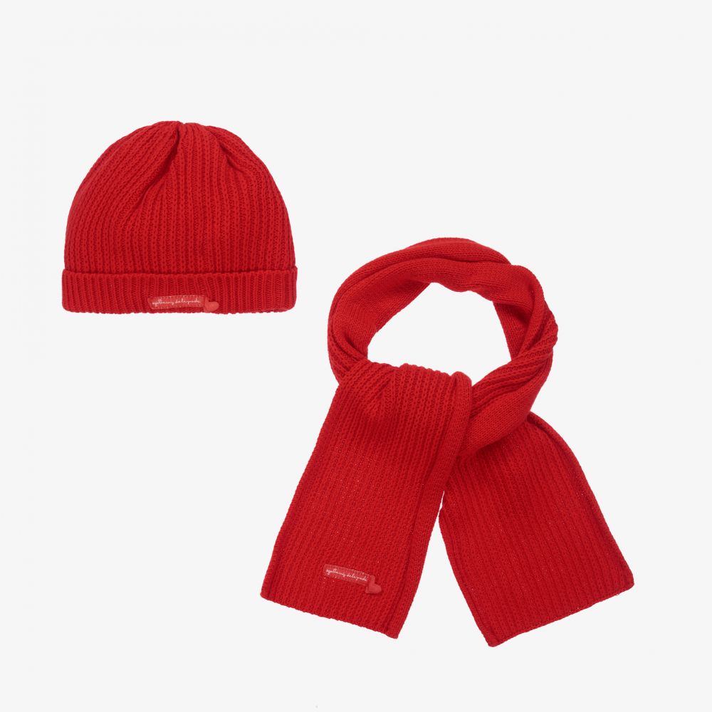 Agatha Ruiz de la Prada - Rotes Set aus Strickmütze und Schal | Childrensalon