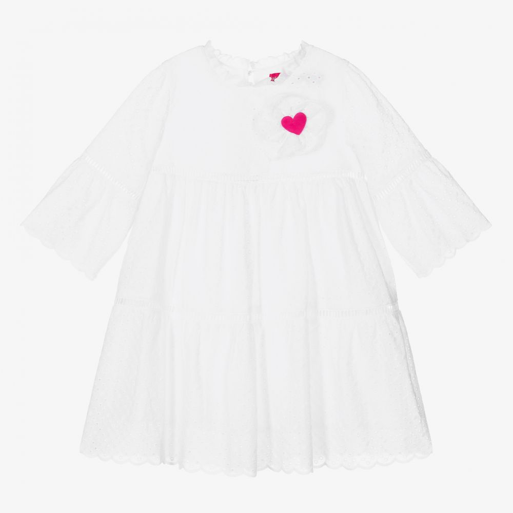 Agatha Ruiz de la Prada - Weißes Kleid mit Lochstickerei | Childrensalon