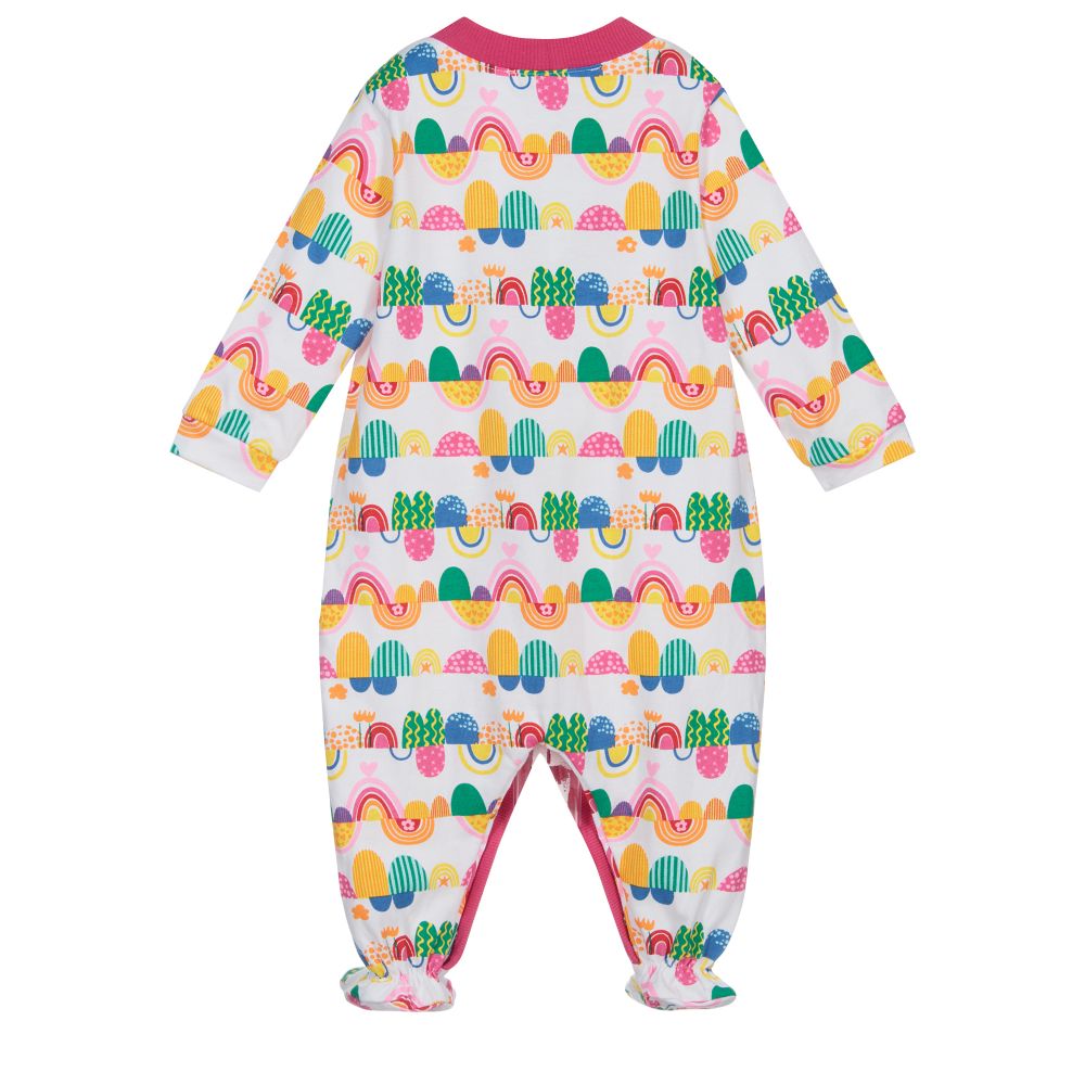 Agatha Ruiz de la Prada-White & Pink Cotton Babygrow | Childrensalon Outlet