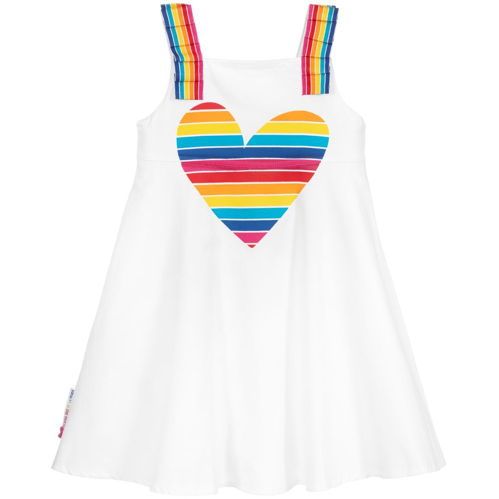 Agatha Ruiz de la Prada - White Rainbow Heart Dress | Childrensalon