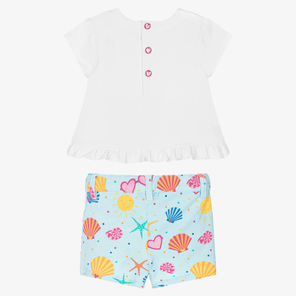 Agatha Ruiz de la Prada-White Sea Life Print Cotton Shorts Set | Childrensalon Outlet