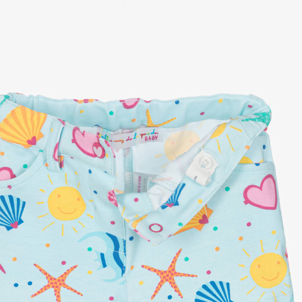 Agatha Ruiz de la Prada-White Sea Life Print Cotton Shorts Set | Childrensalon Outlet