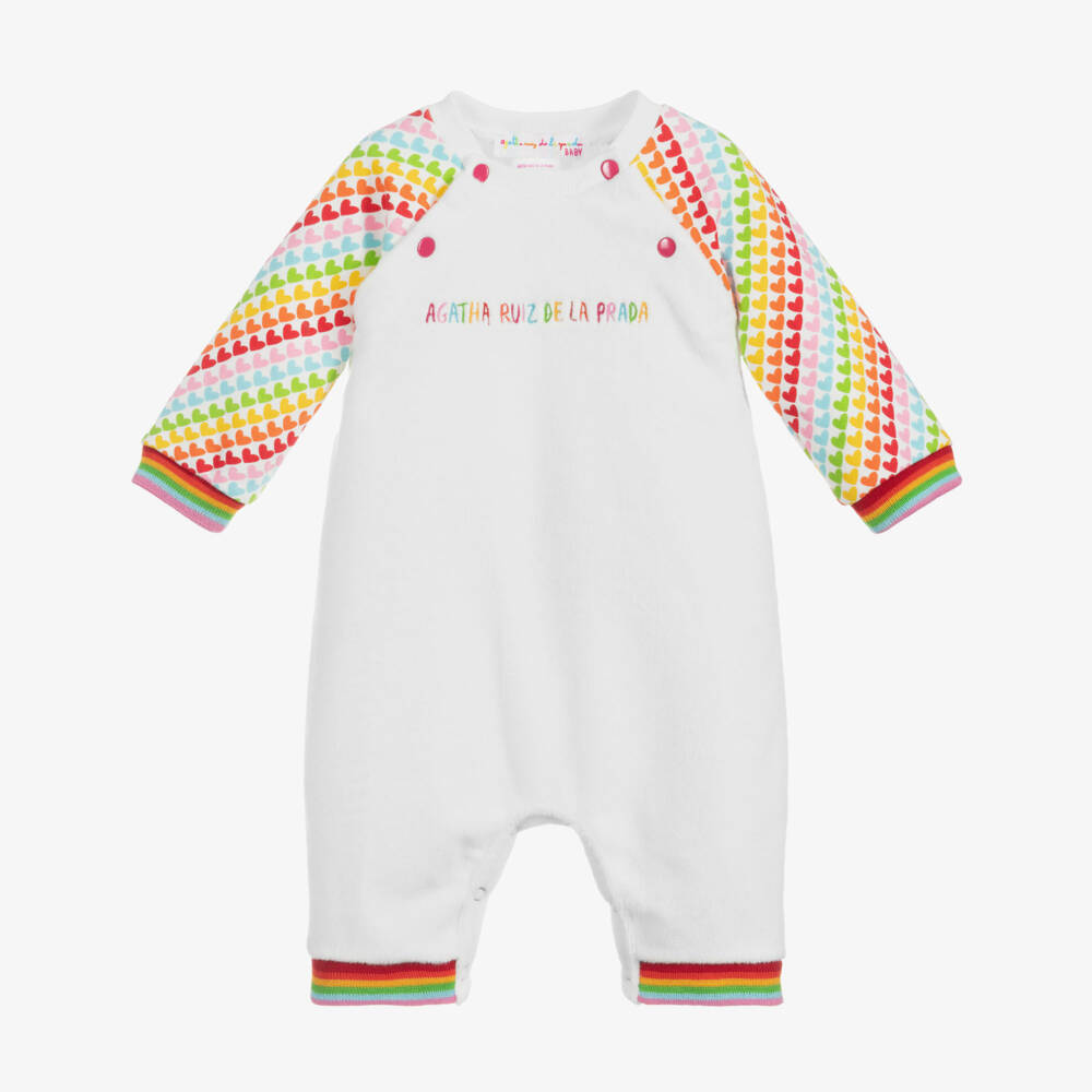 Agatha Ruiz de la Prada-Белый велюровый комбинезон для малышей | Childrensalon Outlet
