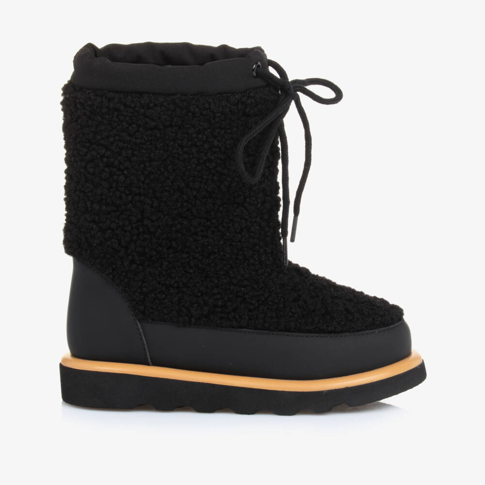 Age of Innocence-Boys Black Bouclé Winter Boots | Childrensalon Outlet