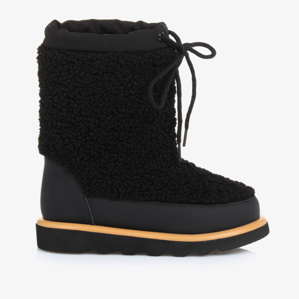 Age of Innocence-Boys Black Bouclé Winter Boots | Childrensalon Outlet