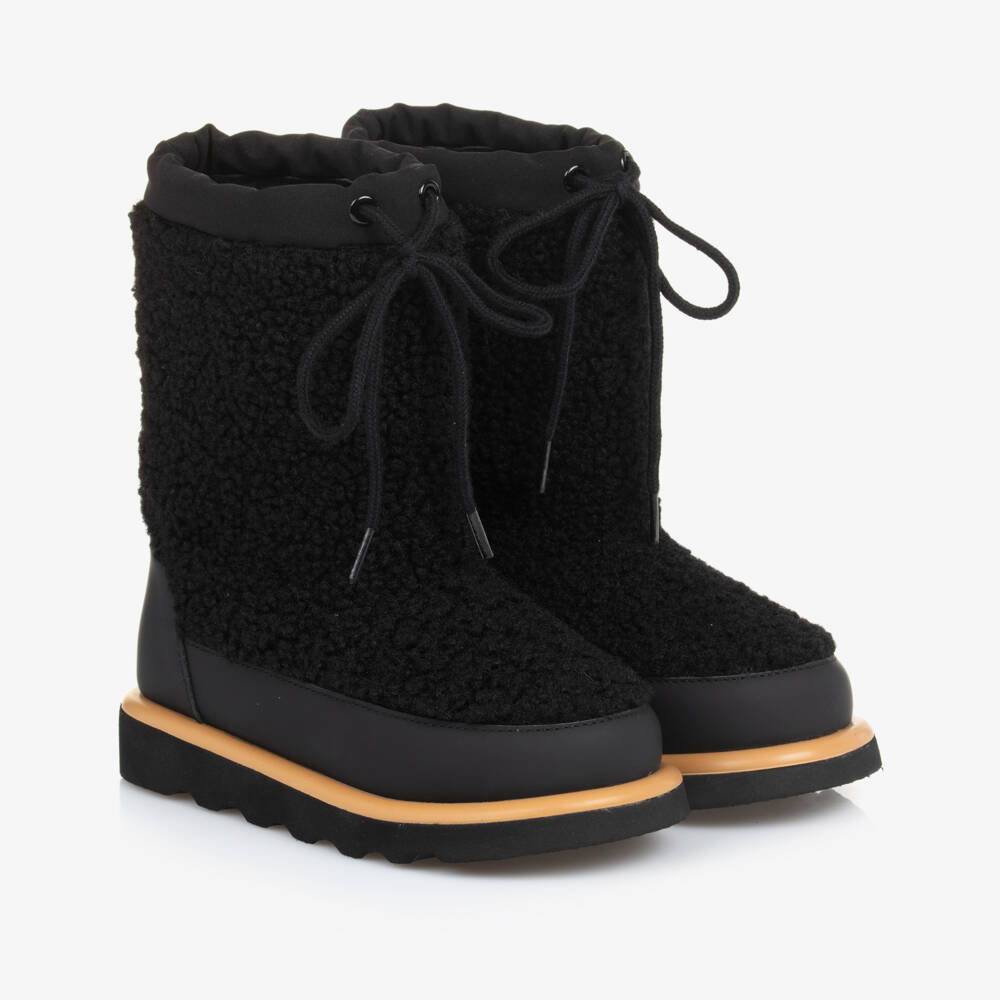 Age of Innocence-Boys Black Bouclé Winter Boots | Childrensalon Outlet