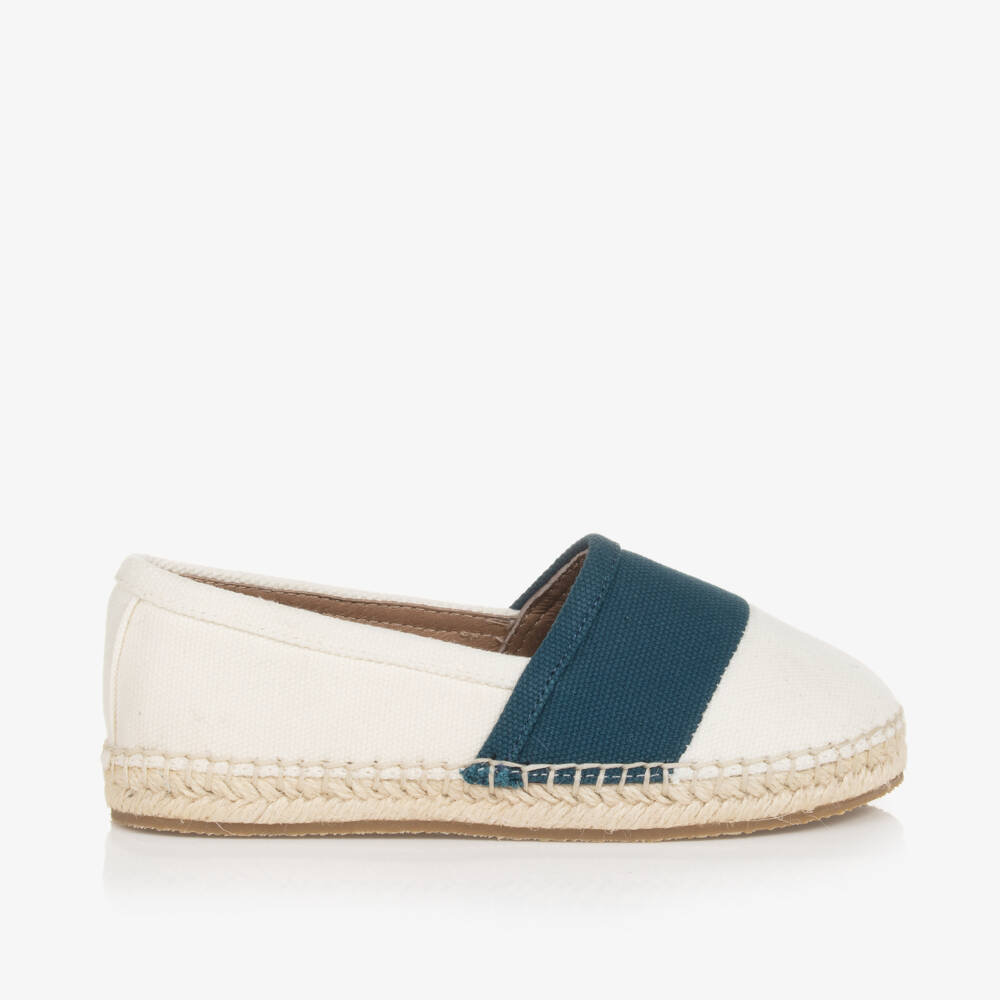 Age of Innocence-Boys Ivory and Navy Canvas Slip-Ons | Childrensalon Outlet
