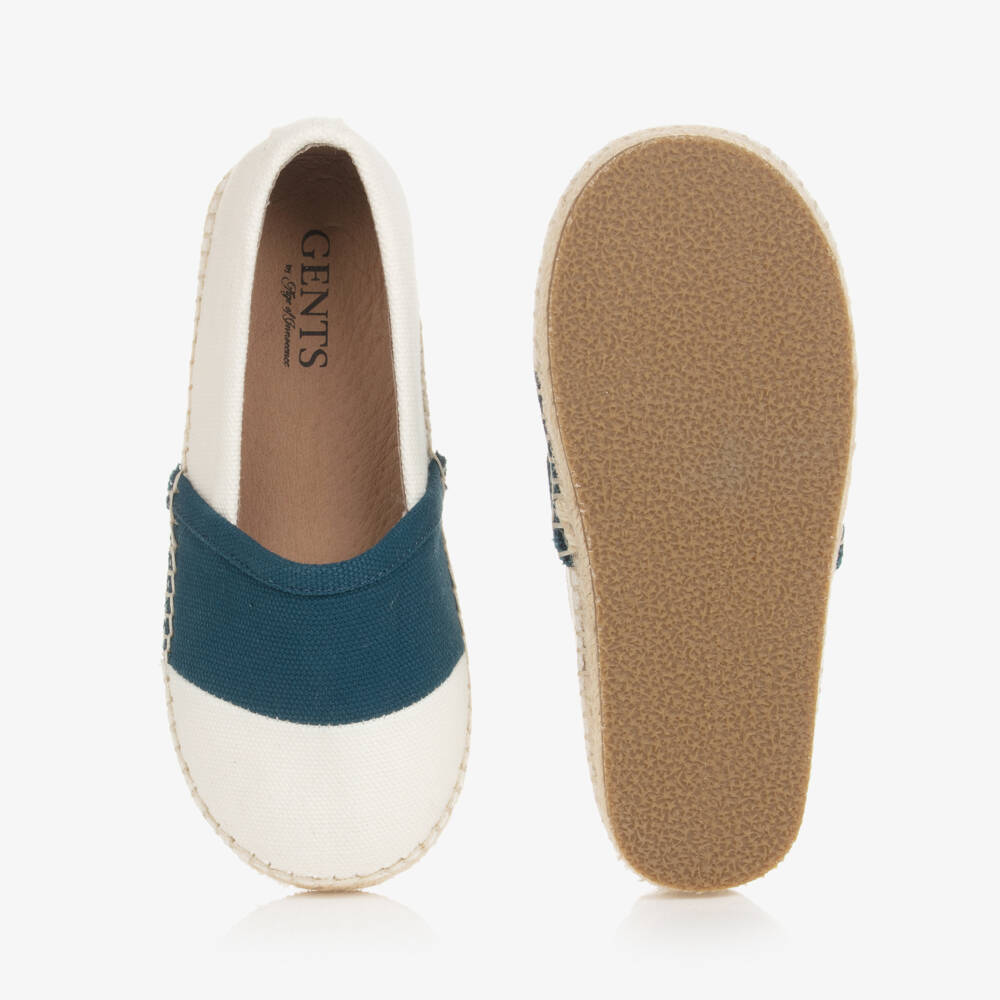 Age of Innocence-Boys Ivory and Navy Canvas Slip-Ons | Childrensalon Outlet