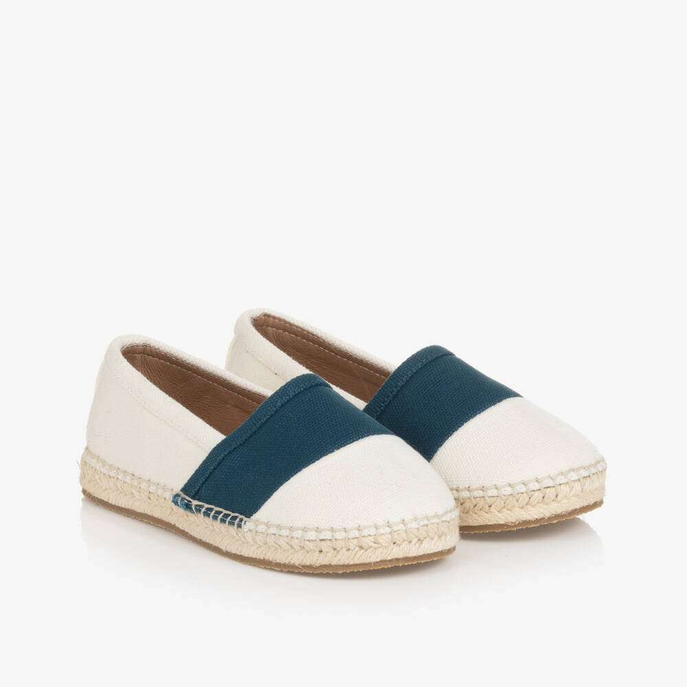 Age of Innocence-Boys Ivory and Navy Canvas Slip-Ons | Childrensalon Outlet