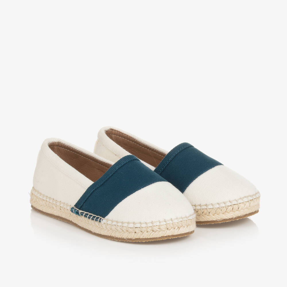 Age of Innocence-Boys Ivory and Navy Canvas Slip-Ons | Childrensalon Outlet