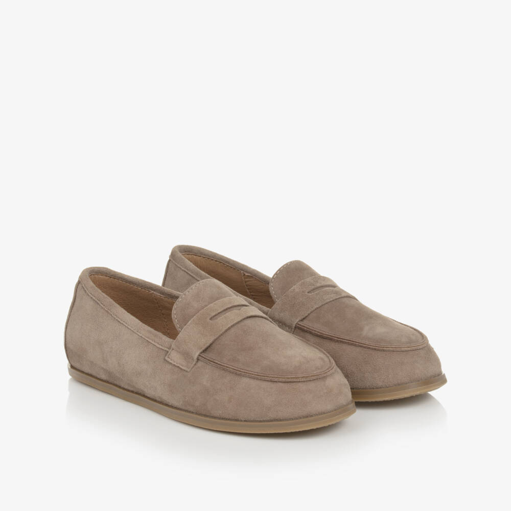 Age of Innocence-Boys Suede Cream Slip-On Loafers | Childrensalon Outlet