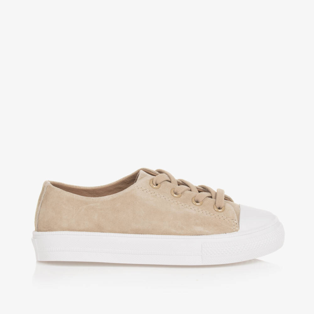 ايج اوف انوسنس-حذاء رياضي بأربطة جلد شامواه لون بيج للأولاد | Childrensalon Outlet