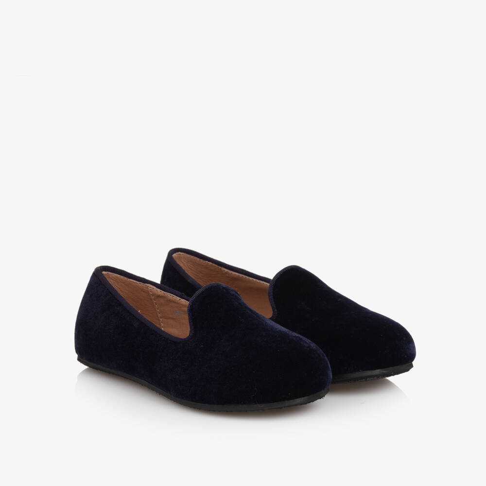 Age of Innocence-Boys Velvet Navy Slip-On Loafers | Childrensalon Outlet