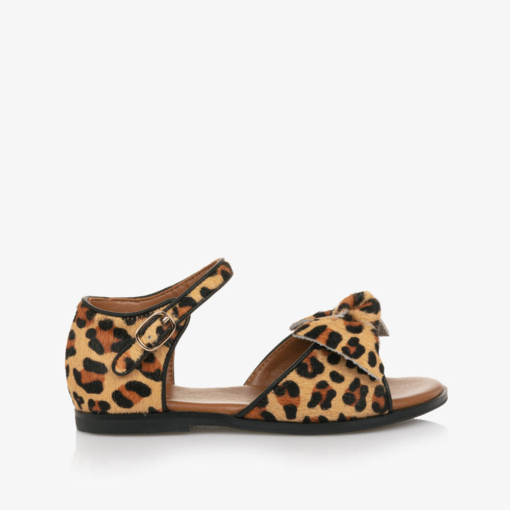 Age of Innocence-Girls Beige Leopard Patterned Leather Sandals | Childrensalon Outlet