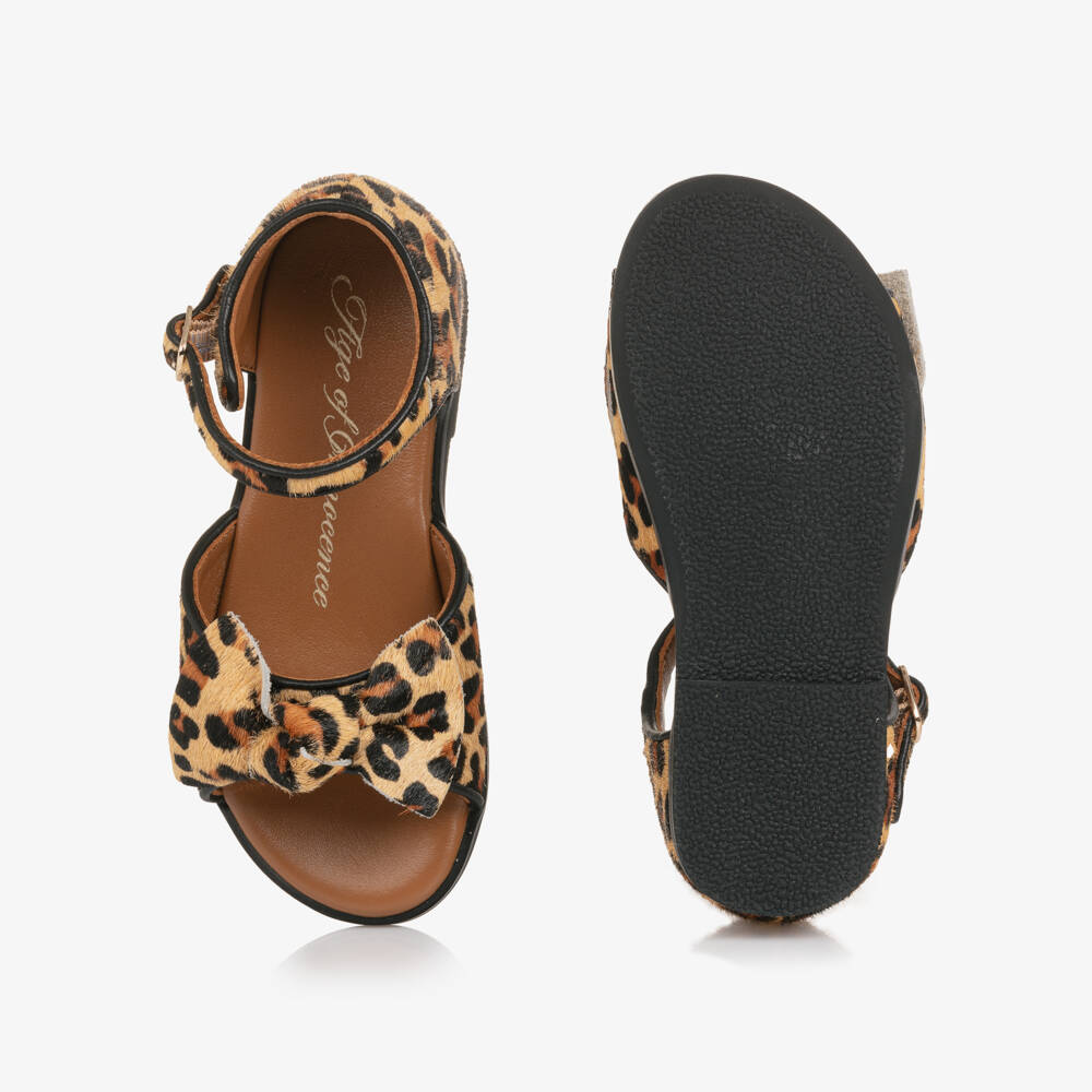 Age of Innocence-Girls Beige Leopard Patterned Leather Sandals | Childrensalon Outlet