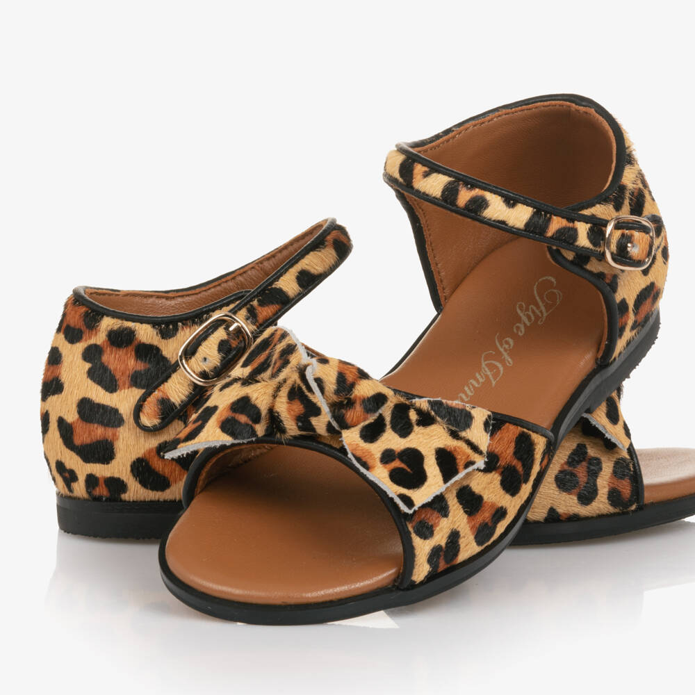 Age of Innocence-Girls Beige Leopard Patterned Leather Sandals | Childrensalon Outlet