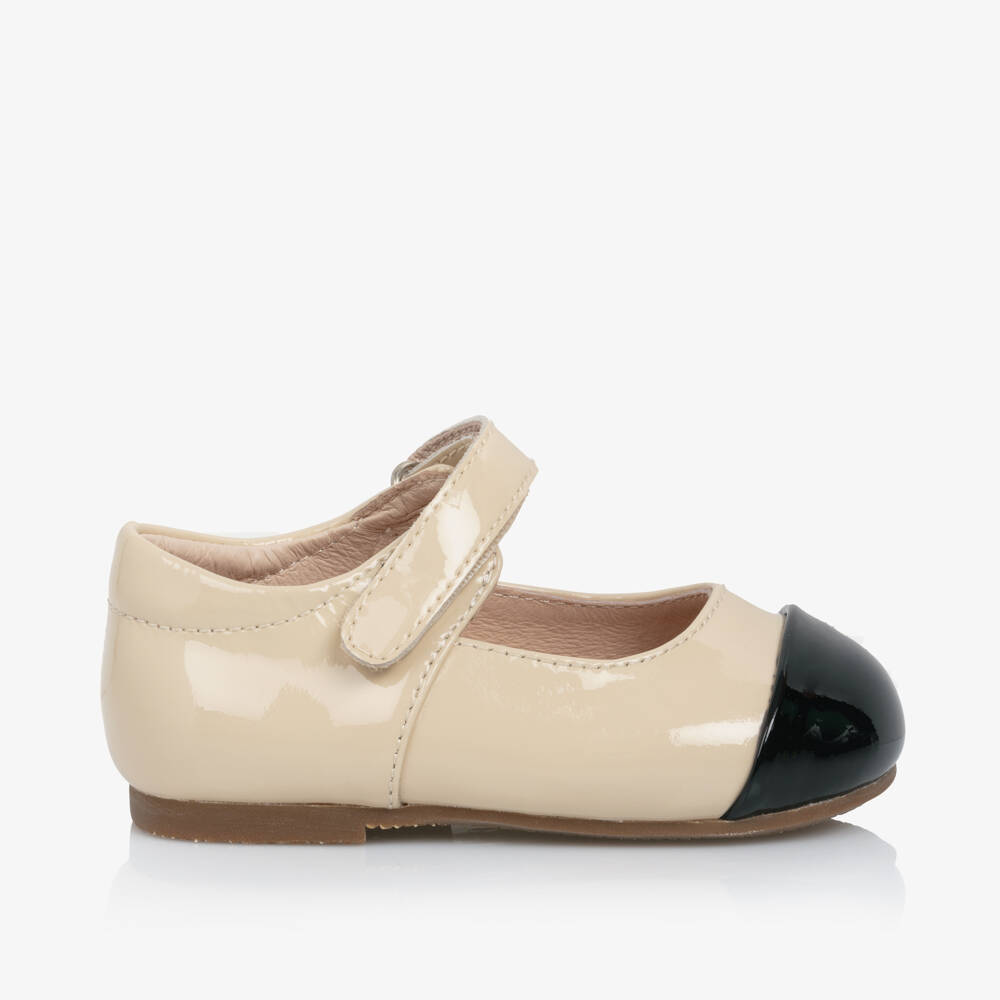 Age of Innocence-حذاء جلد لامع لون بيج للمولودات | Childrensalon Outlet