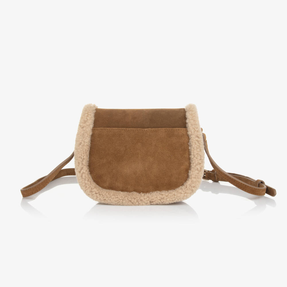 Age of Innocence-Girls Camel Suede Shearling Purse | Childrensalon Outlet