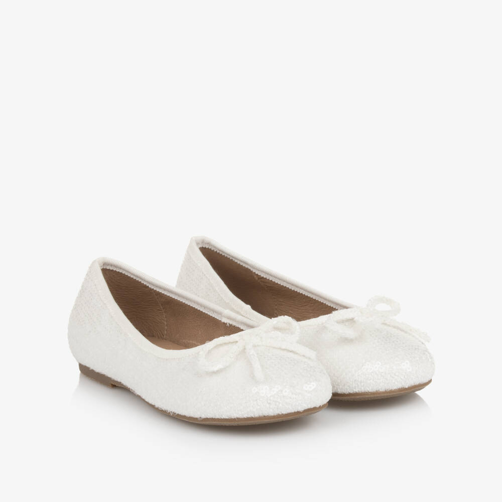 Age of Innocence-Girls Elegant White Sequin Flats | Childrensalon Outlet