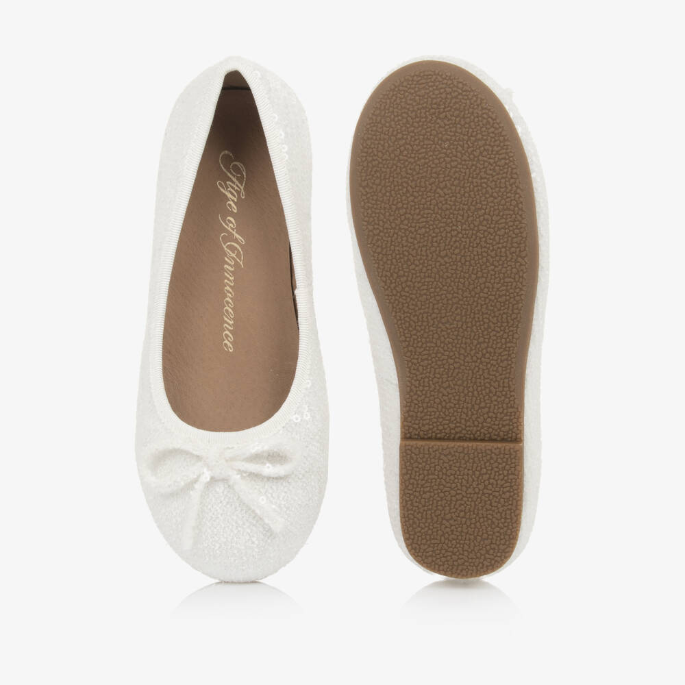 Age of Innocence-Girls Elegant White Sequin Flats | Childrensalon Outlet