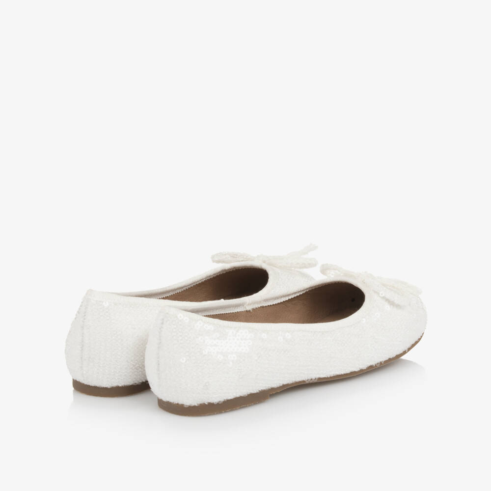 Age of Innocence-Girls Elegant White Sequin Flats | Childrensalon Outlet